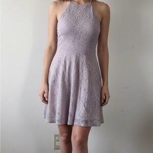 Aqua Lace Mini Dress in Light Purple